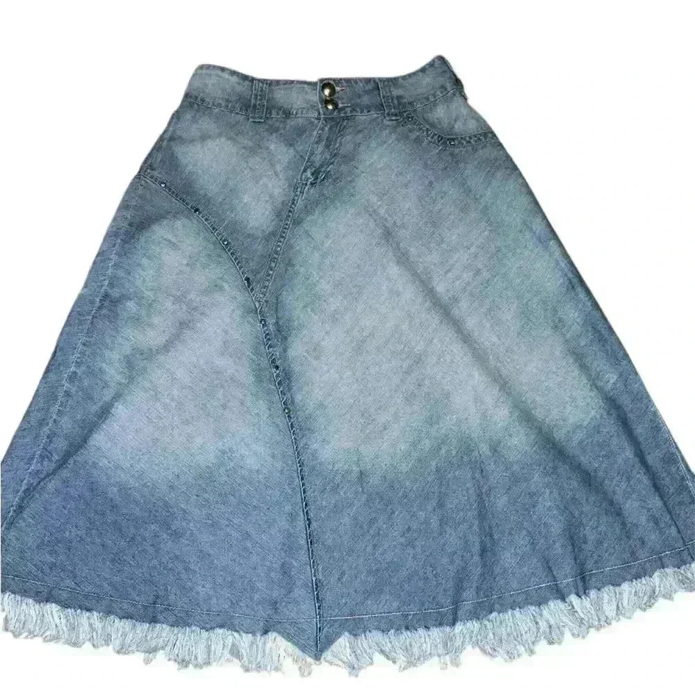 Unique Denim Midi Skirt - Picture 1 of 4